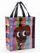 Colorful tote bag with a dog illustration and 'Doggy Bag' text on a white background
