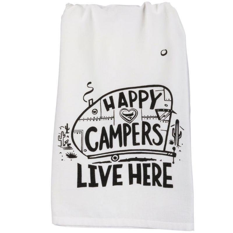 Happy Campers Kitchen Towel – Cotton, 28"x28" Camper & Cactus Print