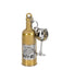 Gold wine bottle charm with a silver wine glass on a white background