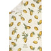 Fabric with lemon pattern and text 'Have a zest for life' on a white background