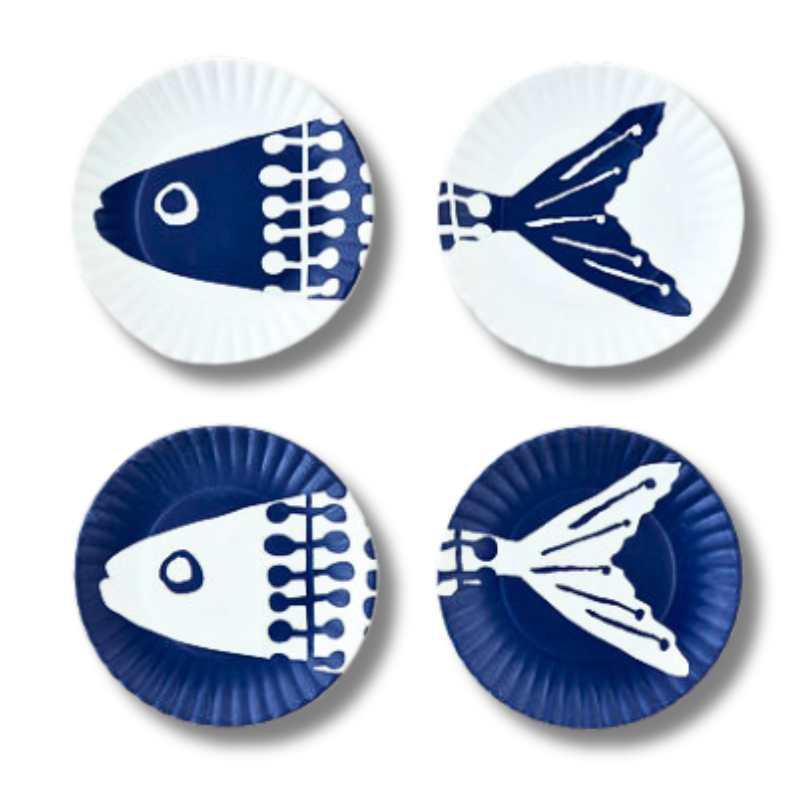 Heads or Tails Fish Paper Coaster Set: Fun Melamine Coasters, 4.5
