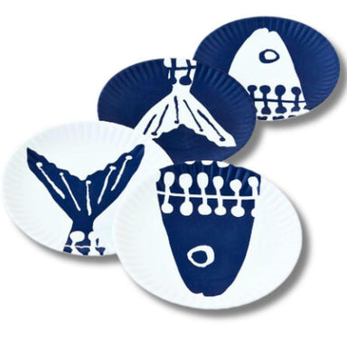 Heads or Tails Fish Paper Plate Set: Durable Melamine, 9" - Set of 4