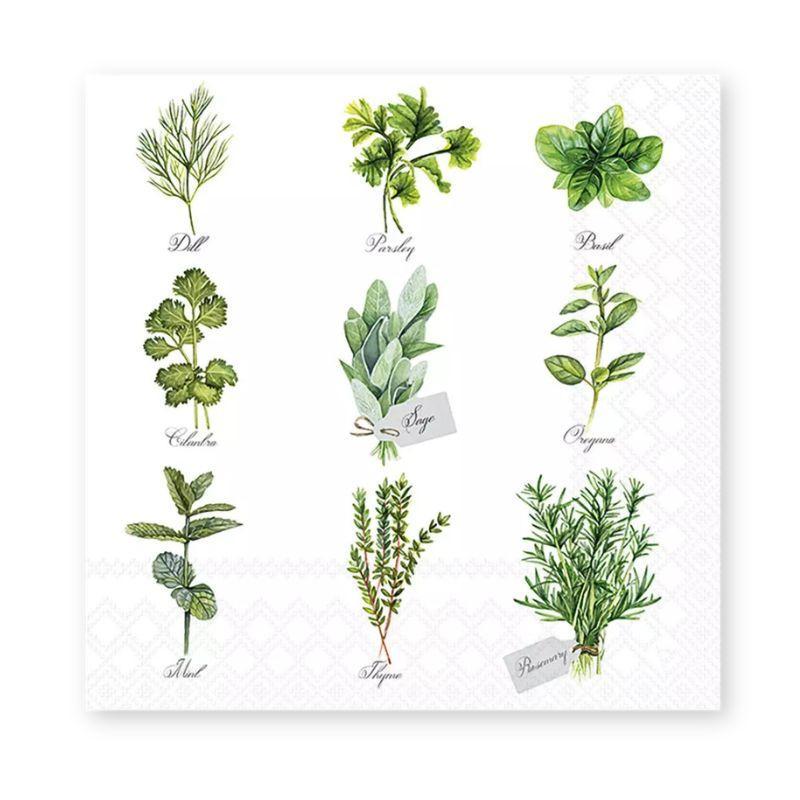 Herb Selection Paper Napkins – 13"x13" 3-Ply Botanical Set