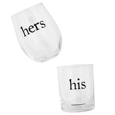 His & Hers Glass Set wine and scotch: Perfect Wedding Gift