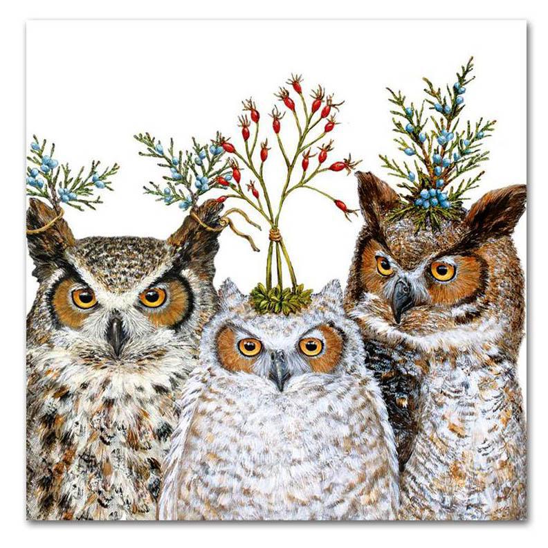 Holiday Hoot Owl Beverage Napkins – Vicki Sawyer, 20ct