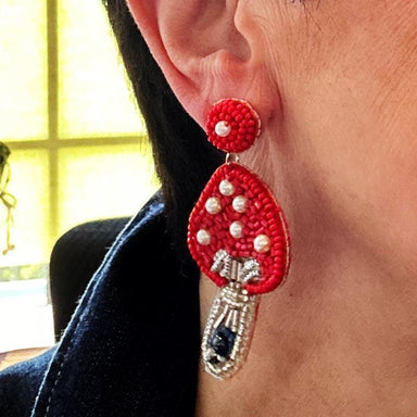 Hot Trend Alert: Beaded Pearl Mushroom Earrings | Red Statement Fashion