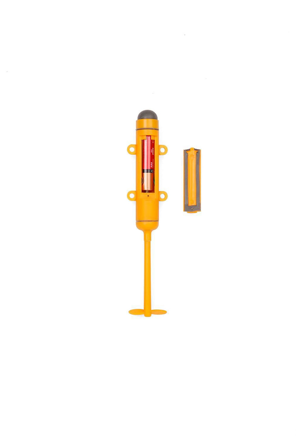 Yellow and red traffic control device on a white background