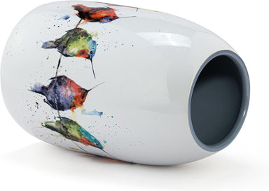 Hummers On a Wire Stoneware Vase – 7 x 4.5 in Colorful Decor