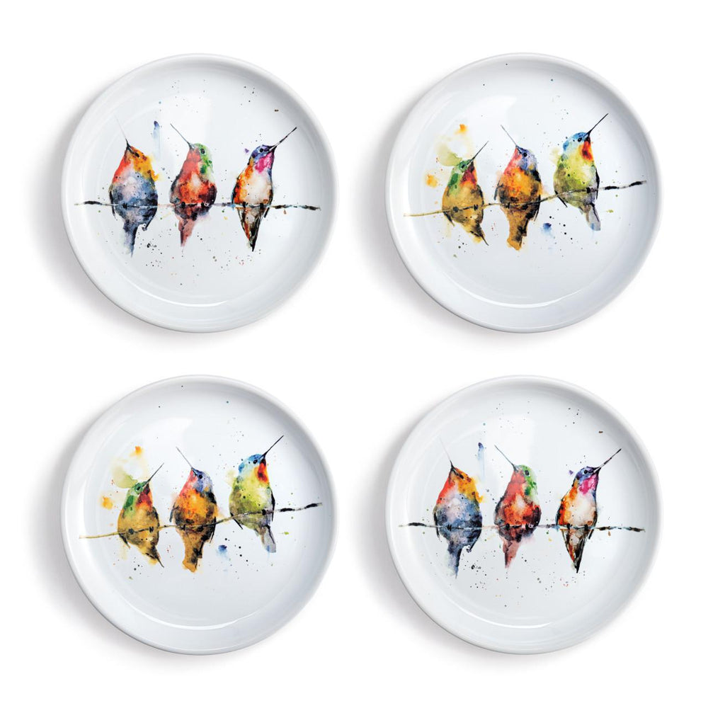 Hummers on a Wire Appetizer Plates – Set of 4 Stoneware