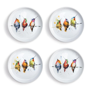 Hummers on a Wire Appetizer Plates – Set of 4 Stoneware