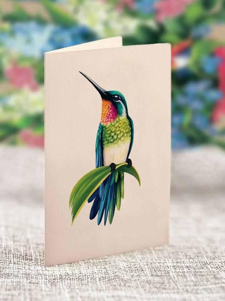 Hummingbird Oasis Pop-Up Card – 3D Floral Greeting Card