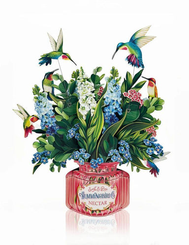 Hummingbird Oasis Pop-Up Card – 3D Floral Greeting Card