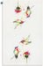 Colorful watercolor painting of hummingbirds and flowers on a white background