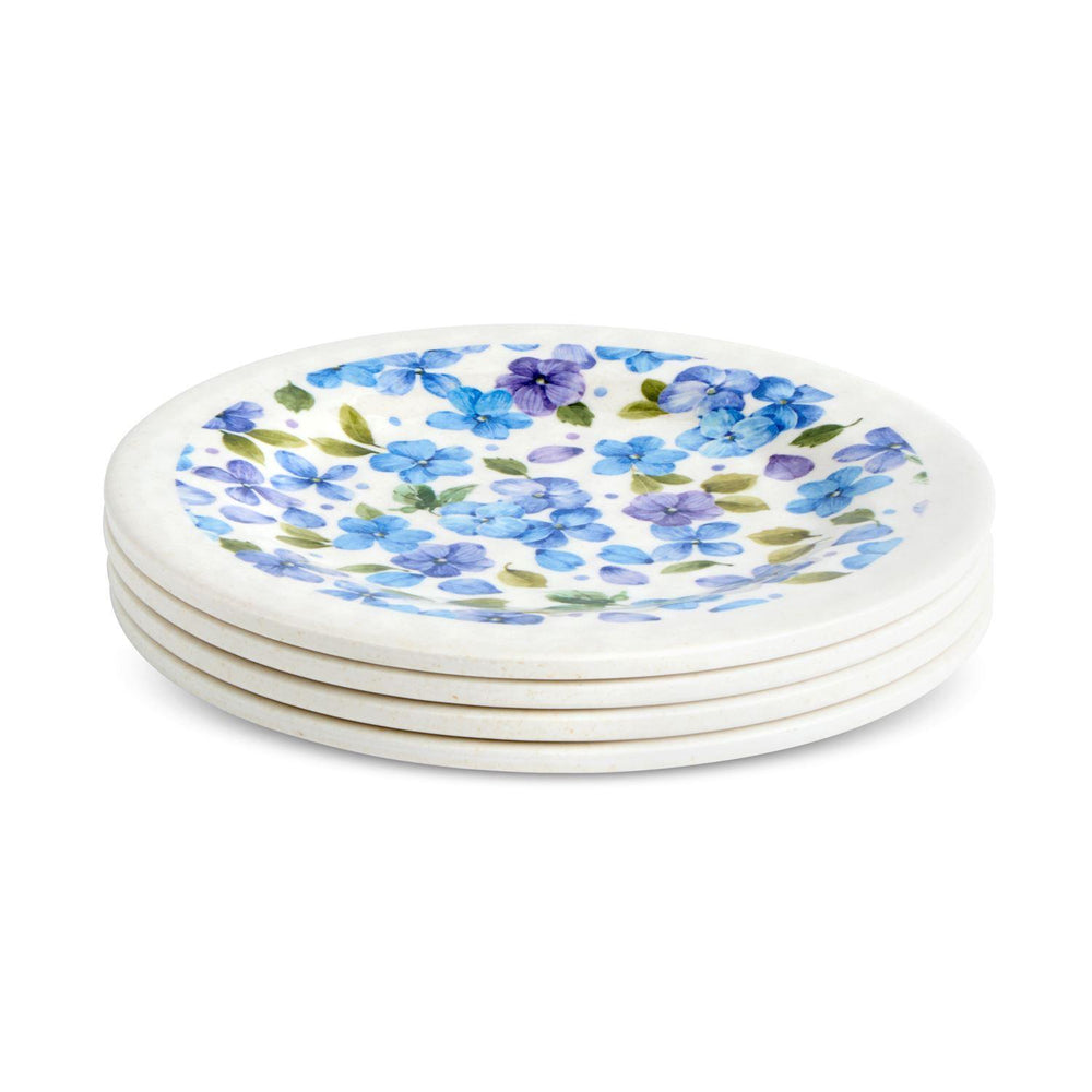 Hydrangea Melamine Appetizer Plates – Set of 4, 6.5"