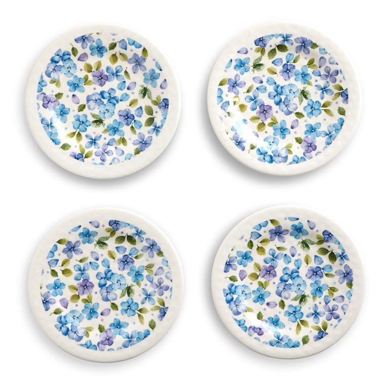 Hydrangea Melamine Appetizer Plates – Set of 4, 6.5"