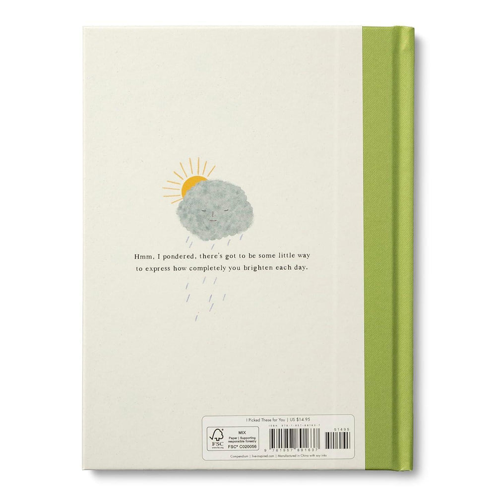Book cover with a sun and cloud illustration and text on a white background
