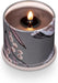 Candle in a decorative container with floral pattern on a white background