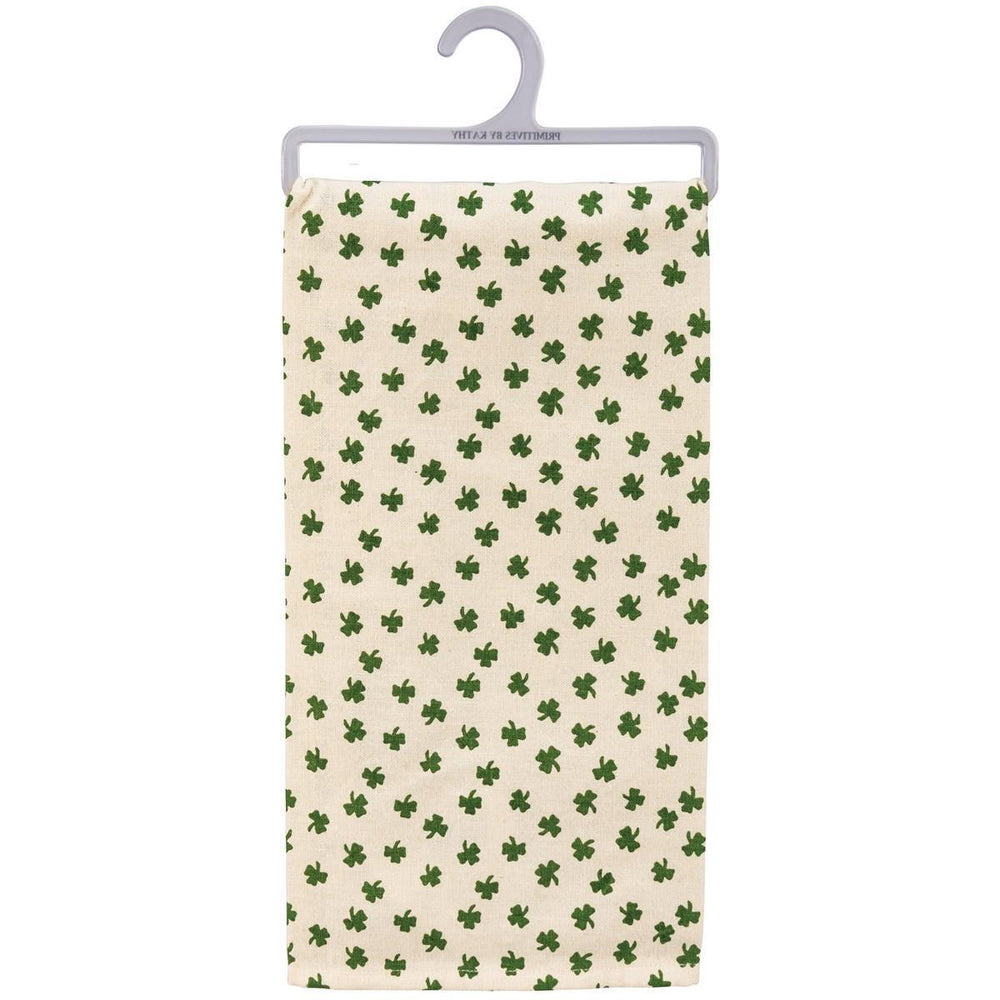 Irish Kisses & Shamrock Wishes Kitchen Towel – Festive Cotton Linen Blend