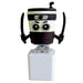 Animated character with a cup-like head on a white background