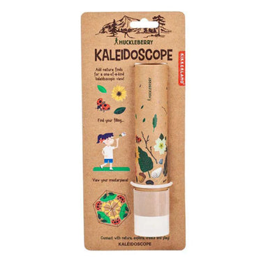 Kaleidoscope with nature-themed packaging on a white background
