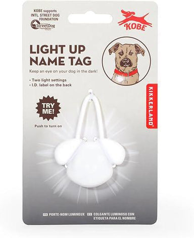 Kikkerland Dog Light Up Name Tag – LED Safety Tag for Night Walks