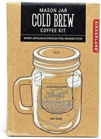Kikkerland Mason Jar Cold Brew Coffee Kit packaging on a white background