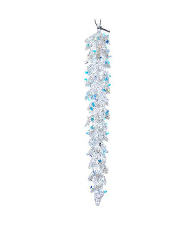 Kurt Adler 6" Glass Clear Icicle Ornament – Glittered Finish
