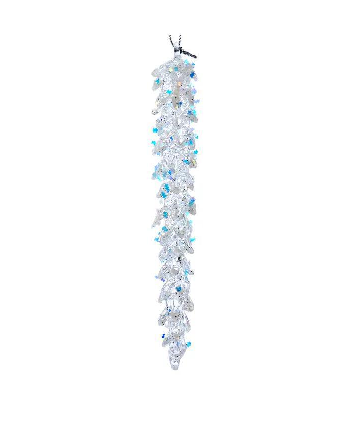 Kurt Adler 6" Glass Clear Icicle Ornament – Glittered Finish