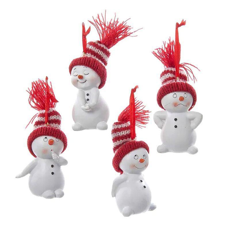 Kurt Adler Snowman Ornament with Knitted Hat – 2.75" Assorted