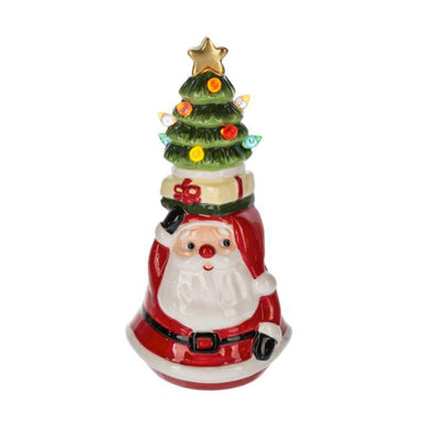 LED Light-Up Santa & Tree Figurine – 7” Holiday Decor