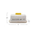 Butter dish with 'BUTTER ME UP' text and yellow lid on a white background