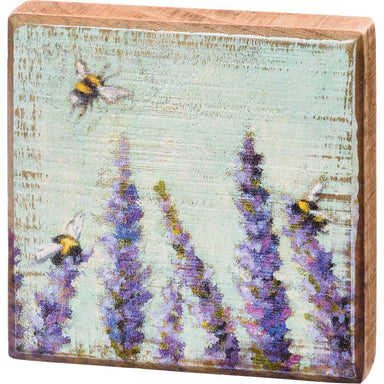 Lavender Field Wooden Block Sign - Bring Tranquility to Your Space!