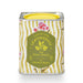 Candle tin with lemongrass and lime leaves fragrance on a white background