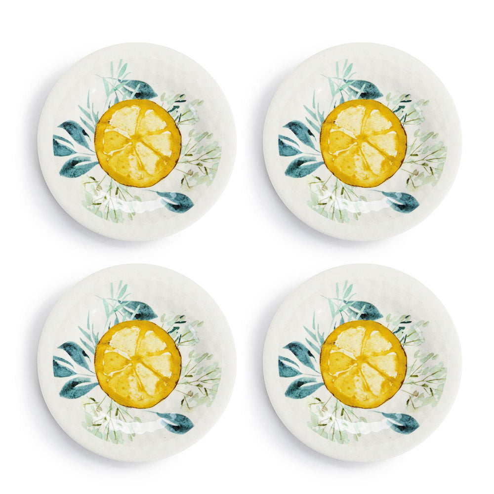 Lemons Melamine Appetizer Plates – Set of 4, 6.5"