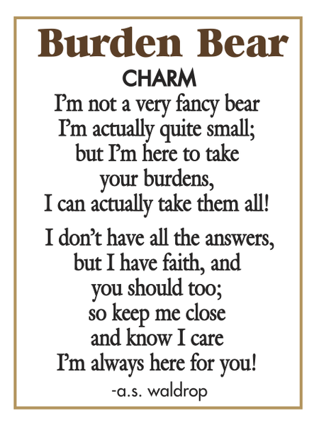Text of a poem attributed to A.S. Waldrop with the title 'Burden Bear Charm'.