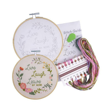 Live Laugh Leave By Nine Embroidery Kit – Funny DIY Decor