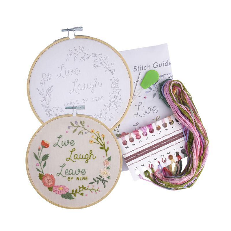 Live Laugh Leave By Nine Embroidery Kit – Funny DIY Decor