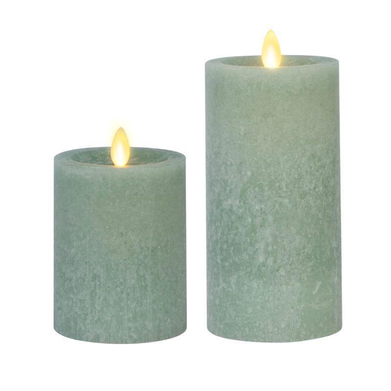Luminara Iceberg Green Seaglass Flameless LED Pillar – Moving Flame Magic