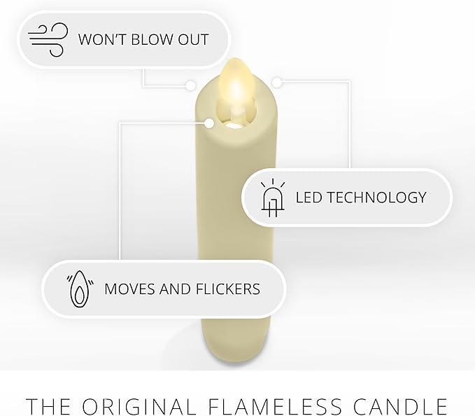 Flameless candle with LED technology on a white background