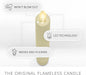 Flameless candle with LED technology on a white background