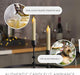 Candle holder with candles on a table, surrounded by wine glasses and a dog, with text about paraffin wax and pet safety.