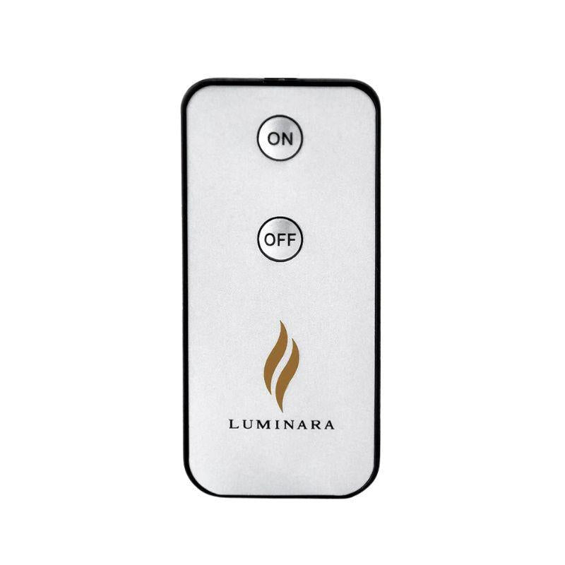 Luminara remote control with 'On' and 'Off' buttons on a white background