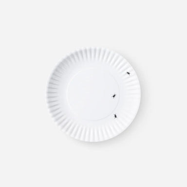 Melamine Ant Plates – Set of 4, 9" Whimsical White & Ant Design