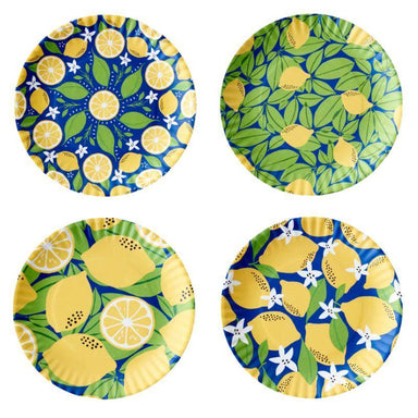 Melamine Lemon Plates – Set of 4, 9" Bright & Cheerful Design