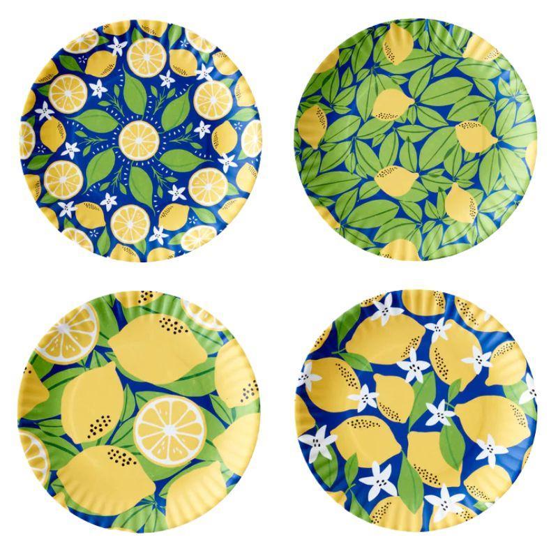 Melamine Lemon Plates – Set of 4, 9" Bright & Cheerful Design