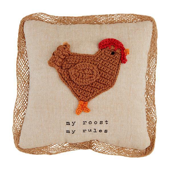 Mini Crochet Rooster Pillow - Charming Farmhouse Decor!