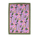 Tea towel with hummingbird and floral pattern on a purple background