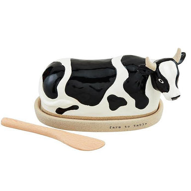 Moo-ve Over Ordinary: cute Black Cow Butter Dish Set 