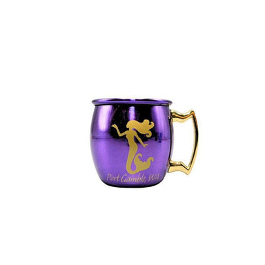 Moscow Mule Mermaid Metallic Shot Glass Mug – 1 oz, Purple with Gold Handle