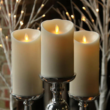 Moving Flame Ivory  Flameless Pillar Candles 